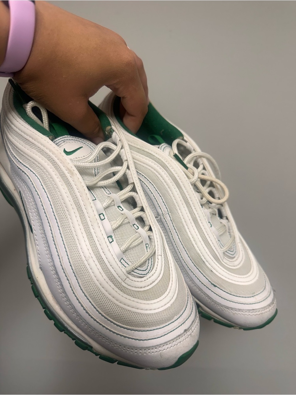 Nike Air Max 97 White and Green Sneakers